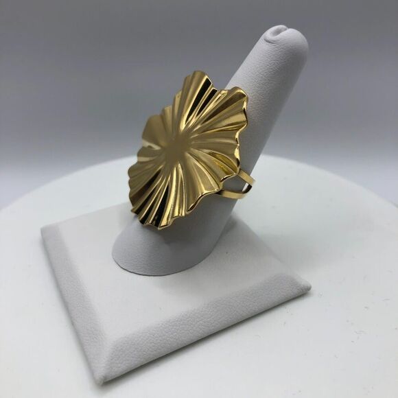 18K Gold Plated Women's Large Ring Adjustable Waterproof Hypoallergenic - Picture 5 of 14